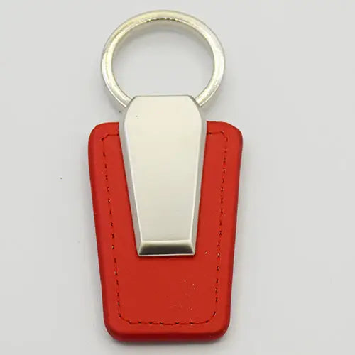 PROMOTIONAL RED LEATHER METAL KEYCHAIN | Vorson Giveaways